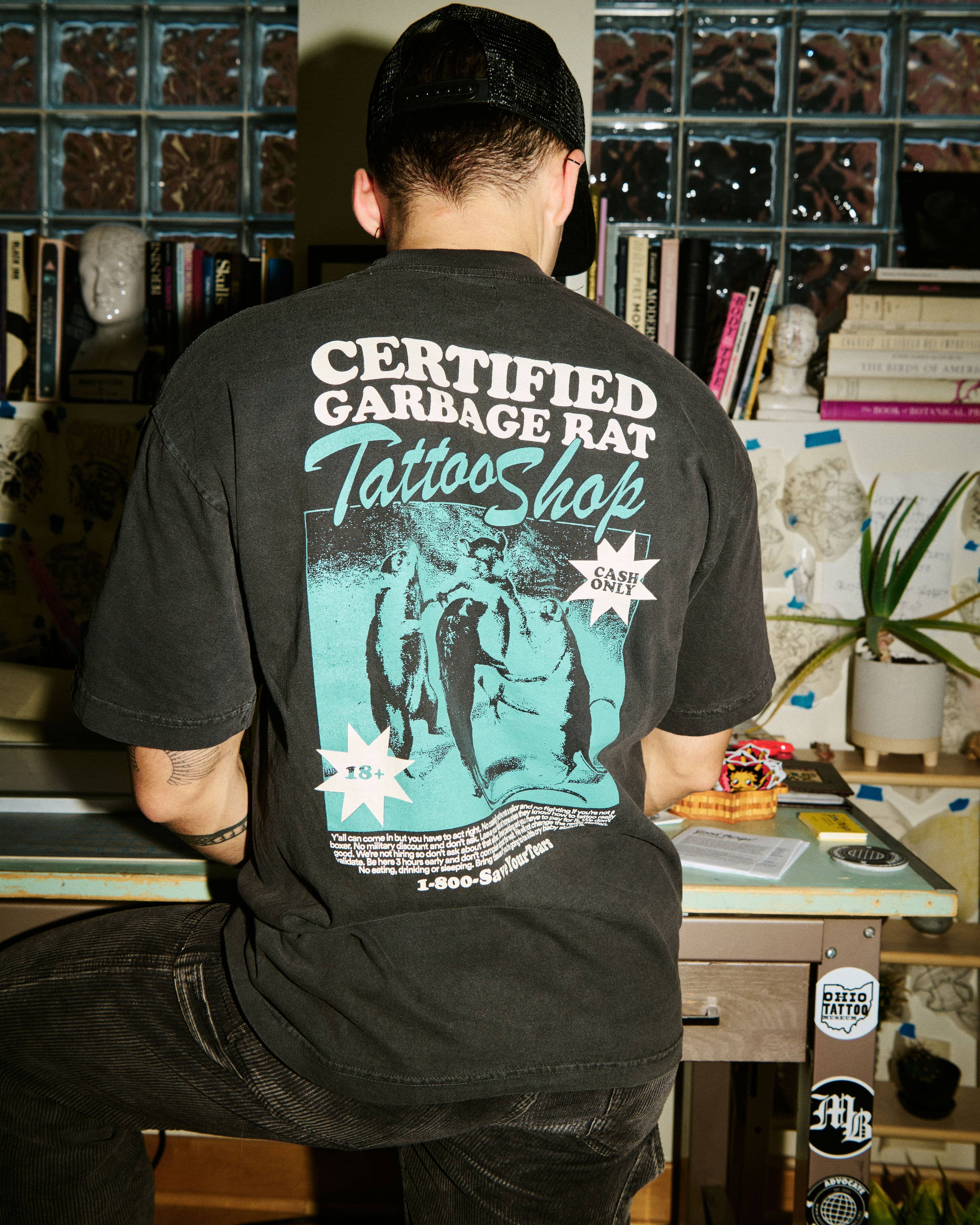 Certified Garbage Rat - Wholesale Screen Printed T-Shirt - Unisex - Tattoo Shop Tee4