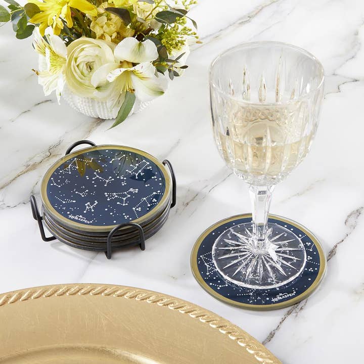 Kate Aspen - Vendita all'ingrosso Sottobicchiere - Sottobicchiere in vetro sotto le stelle con supporto (set da 6)3