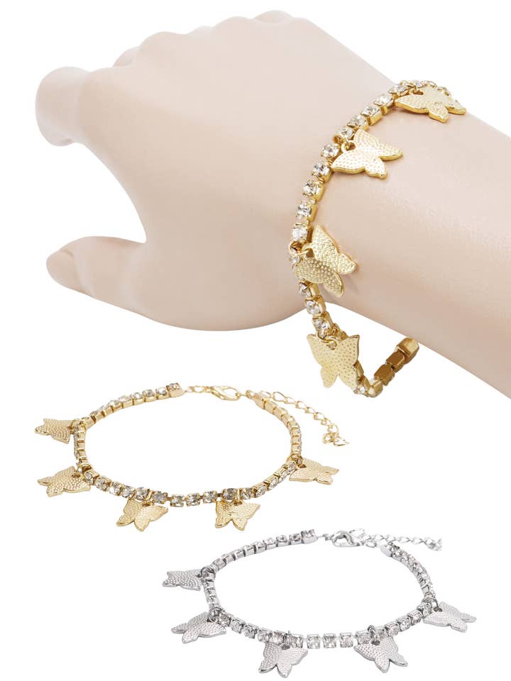 Pulsera de diamantes de imitación con diseño de mariposa para venta al por mayor de Cap Zone