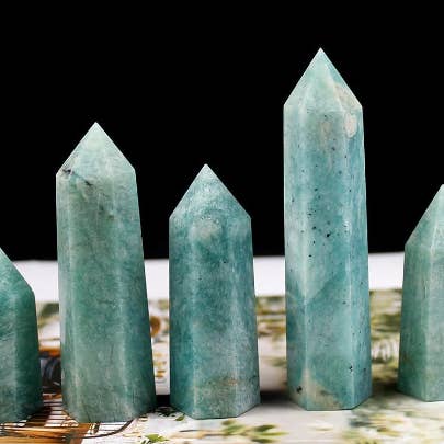Moon Rituals - Wholesale Spiritual stone/crystal - Soothing Amazonite Crystal Obelisk Tower Point