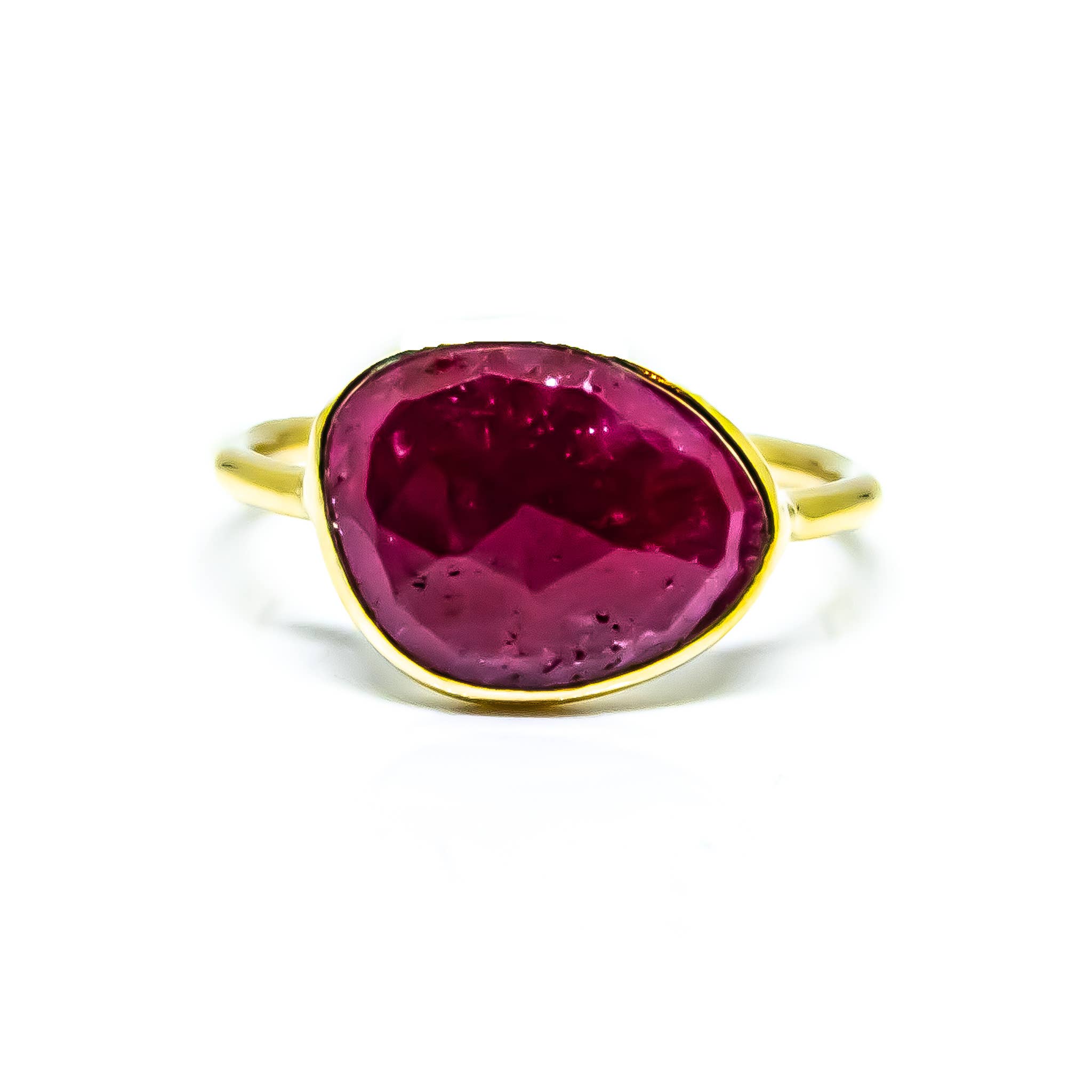 Quasar Gems USA - Wholesale Single Stone/Solitaire Ring - Ruby Abstract Ring Sterling Silver 18K Gold Micron 1