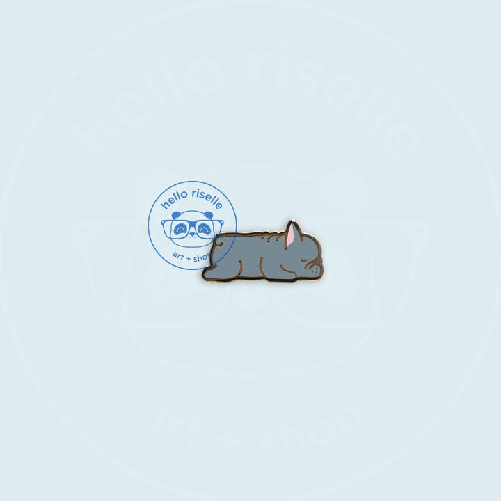 Hello Riselle | Art + Shop - Wholesale Lapel Pin/Button - Small Sleeping French Bulldog Enamel Pin9