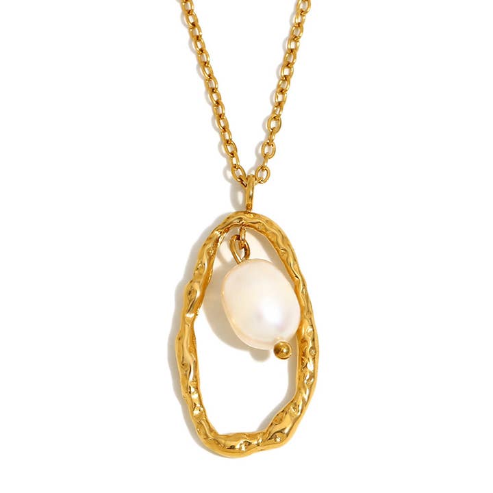 Revelari - Wholesale Pendant/Charm Necklace - 18K Gold Plated Stainless Steel Pearl Pendant Necklace3