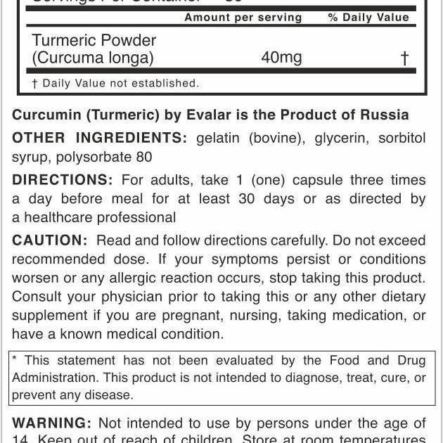 SiberianGreen - Wholesale Oral Supplement/Vitamin - Curcumin by Evalar 30 Caps