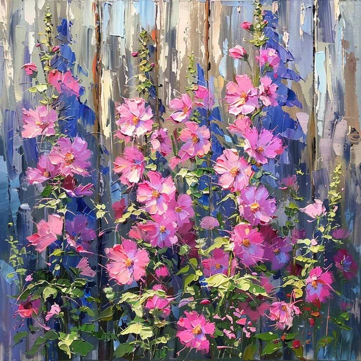 Cottage Hollyhock Garden for wholesale by Paint with Number
