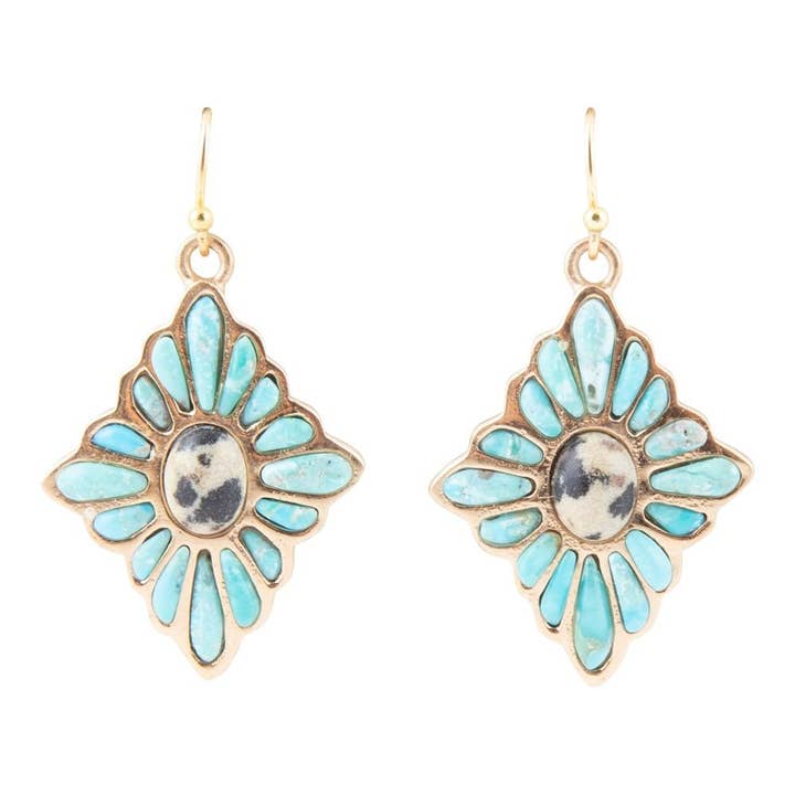 Tulum Blå Turkos Guld Korsörhängen för wholesale av Barse Jewelry