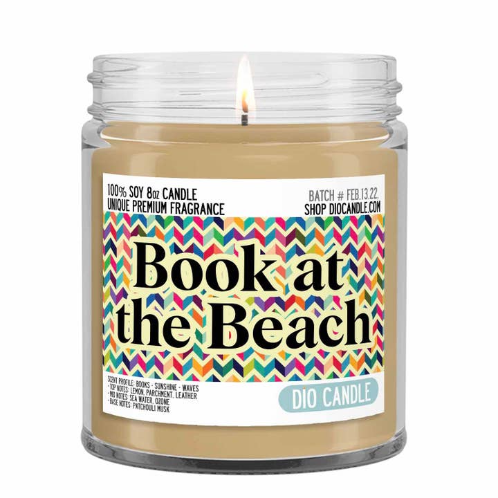 Book at the Beach Candle for wholesale by Dio Candle Company
