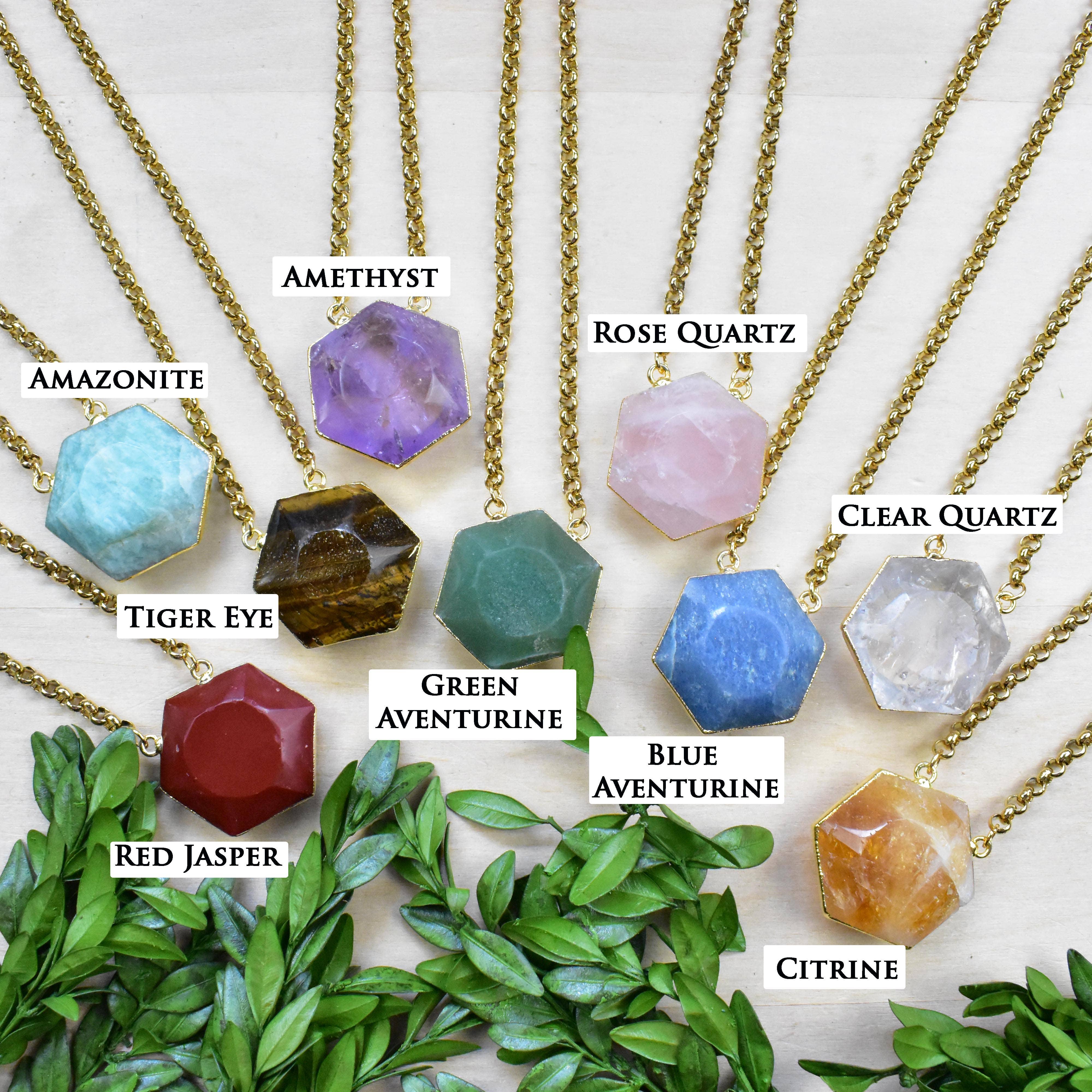 Ewelina Pas Jewelry - Wholesale Halskettinghanger - Astris/// Gouden edelsteen zeshoekketting6