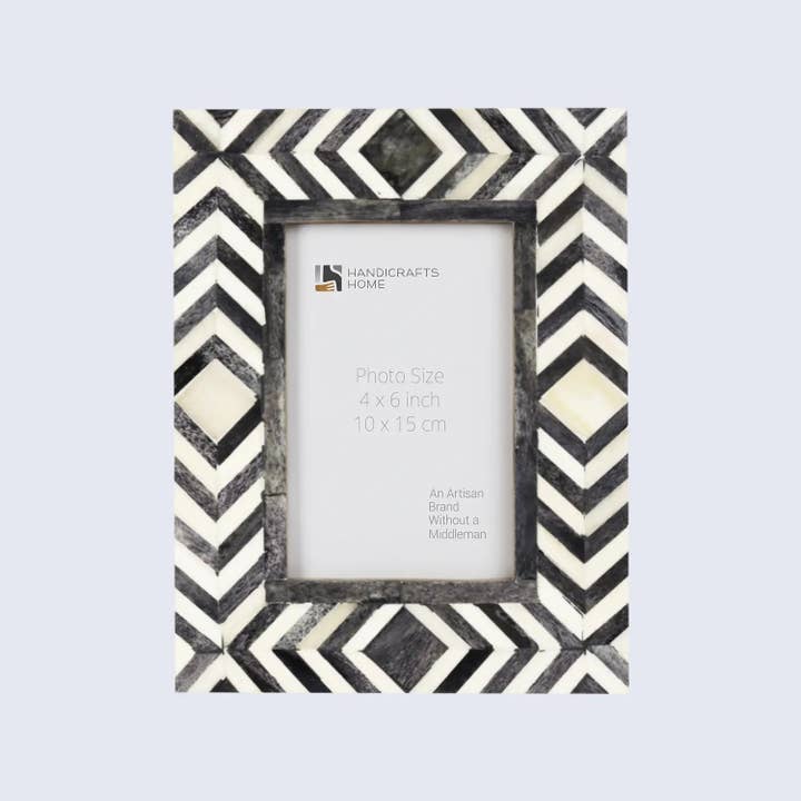 Gris-Blanco Marco de fotos Mosaic Slate Chevron gris y blanco de 4 x 6 pulgadas de venta al por mayor en Faire