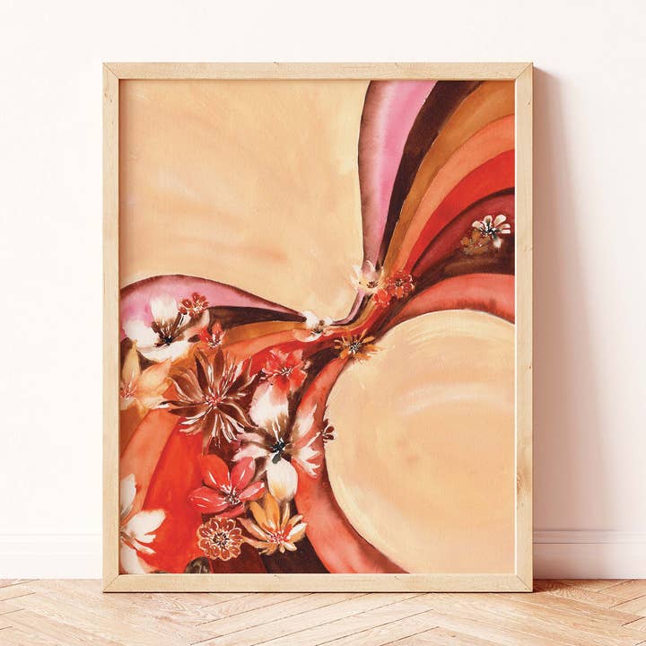 "Retro Road" 70s Stripes Watercolor Print for wholesale by Paperbec Design Co.