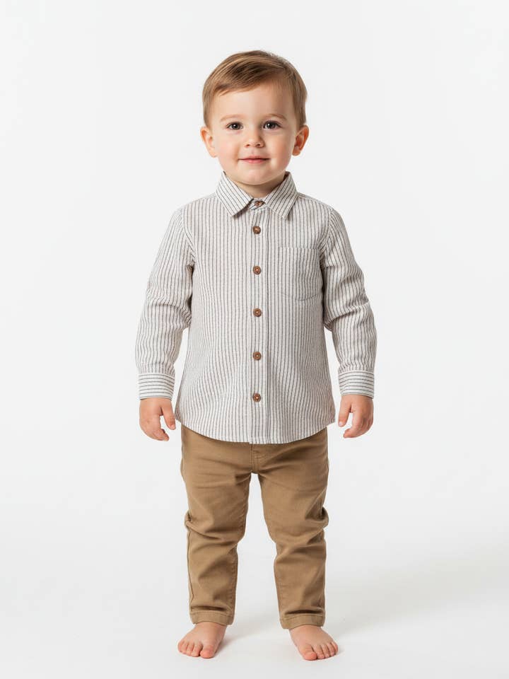 Camisa de rayas - Ecru para venta al por mayor de Yo Baby