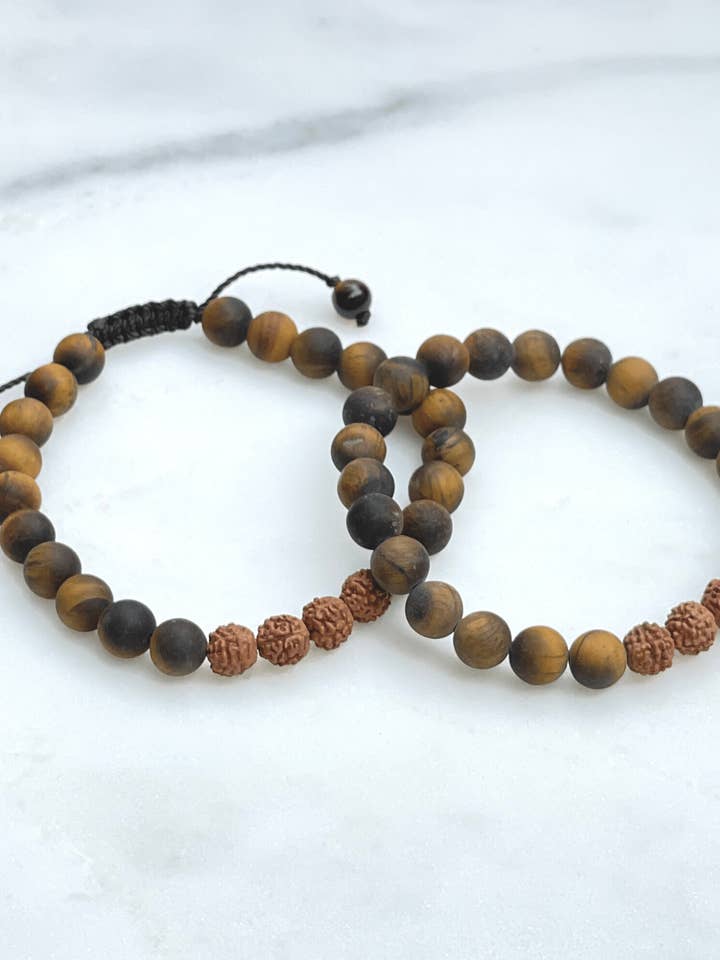 Matte Tiger Eye Mala Bracelet for wholesale by BHANTI