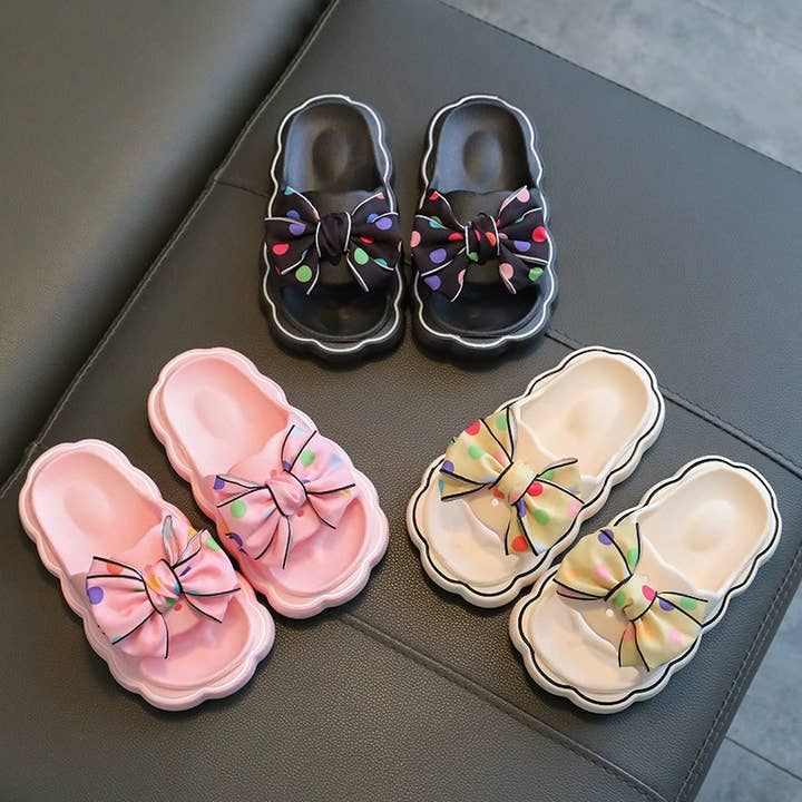 Little Trendy - Wholesale Sandals - Kids - Girls' sweet bow soft beach sandals non-slip home slippers
