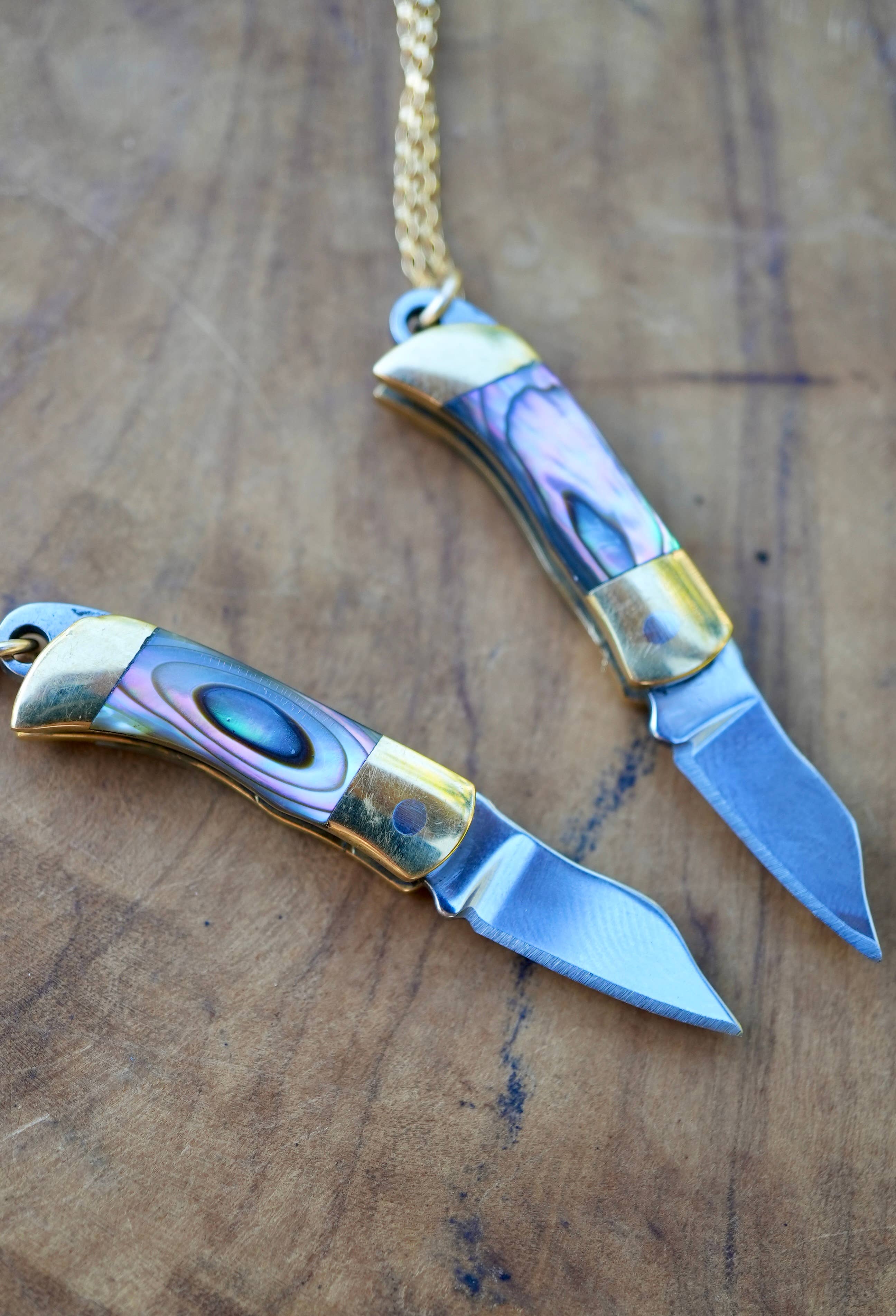 Daddy Daughter Jewelry - Wholesale Pendant/Charm Necklace - Abalone Shell Pocket Knife | Switch Blade Necklace7
