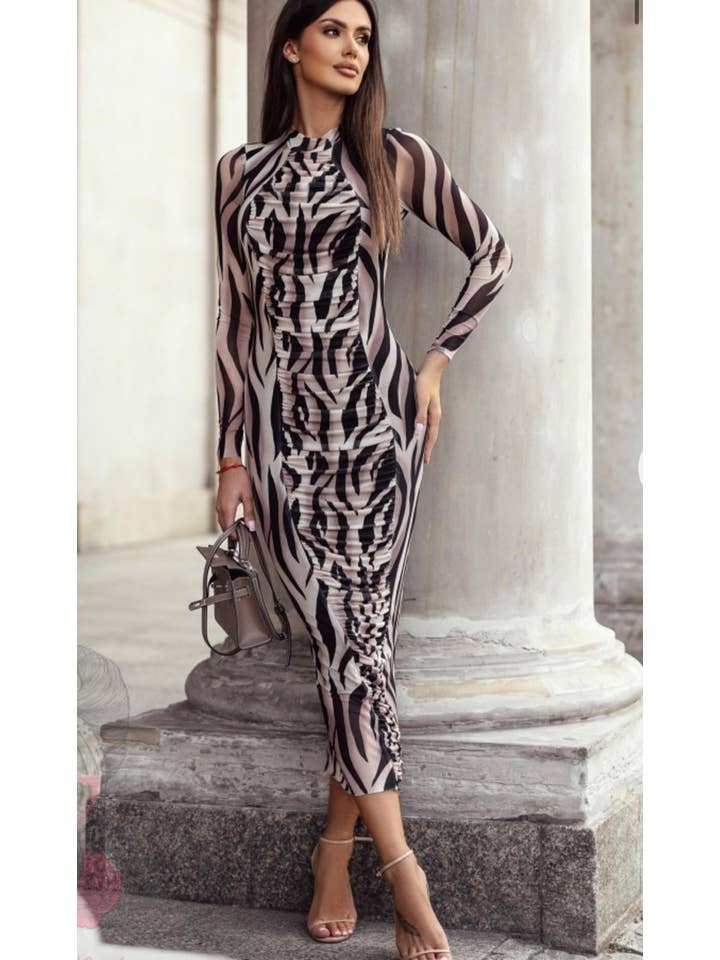 LORIANE - Wholesale Dress - Women's - 6818 One Size Bodycon Print Maxi Dress 9