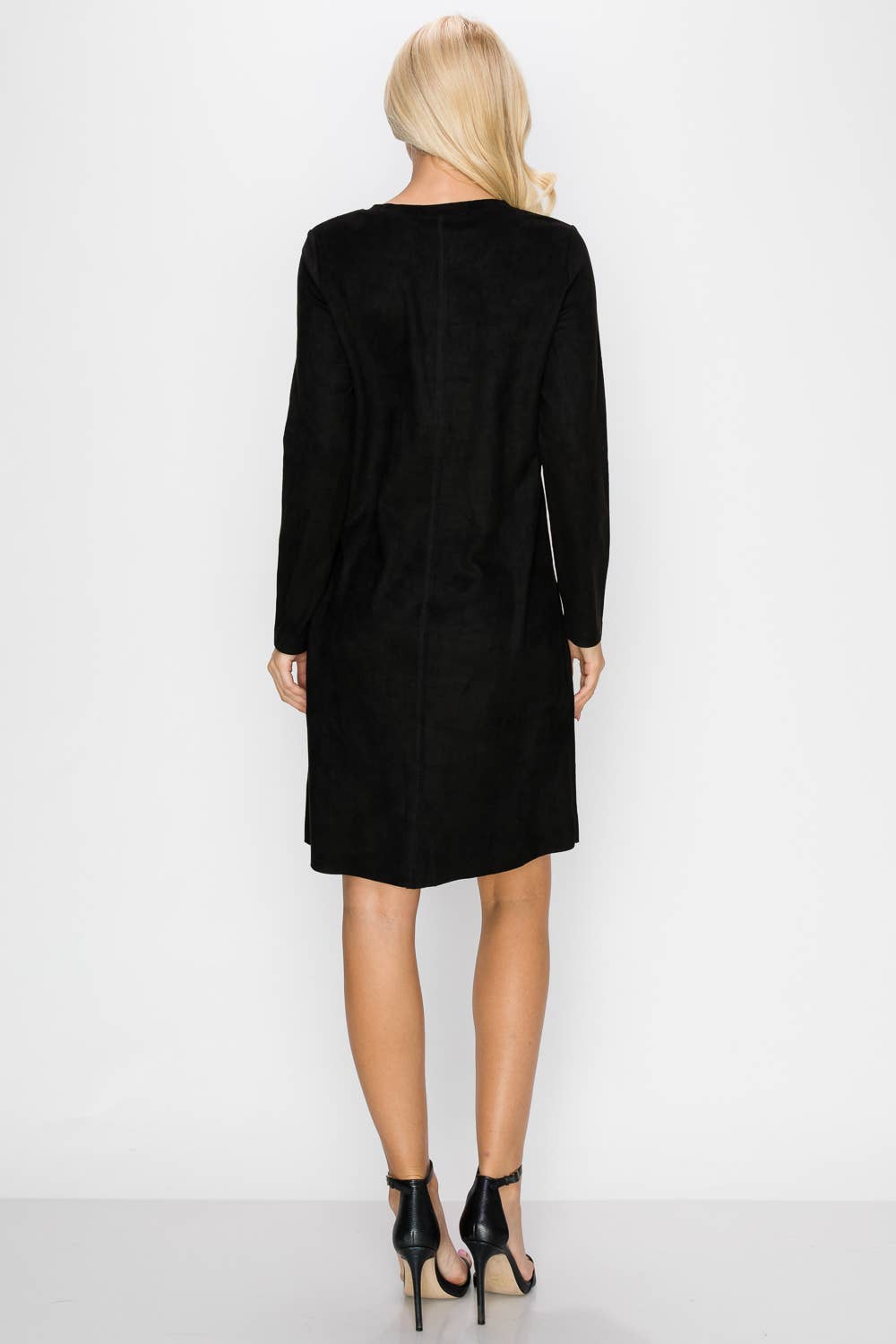 Joh Apparel - Vendita all'ingrosso Vestito - Donna - Abito con scollo rotondo in pelle scamosciata elasticizzata Aurora senza tasche37