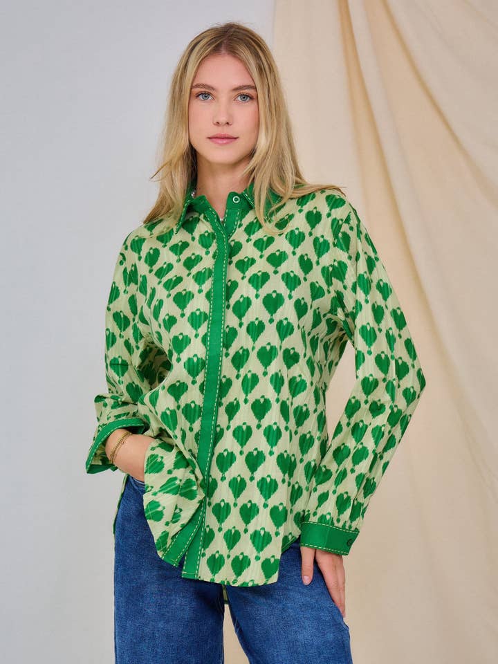 Dobby katoenen blouse met lange mouw - Orice voor wholesale door Orice