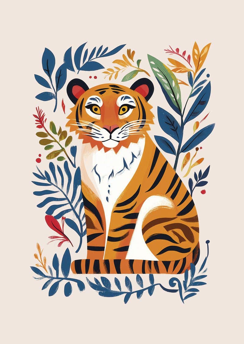 MokaMouse - Wholesale Poster - Folk Art Tiger - Folk Art Poster0