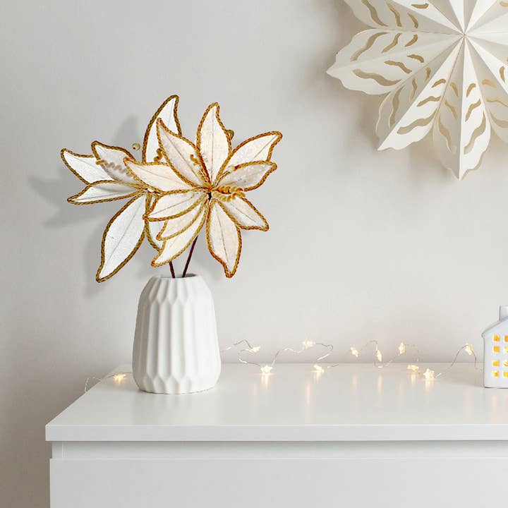 IH Casa Decor - Wholesale Artificial flowers - TWINE EDGED BURLAP POINSETTIA PICK (ASSTD)1