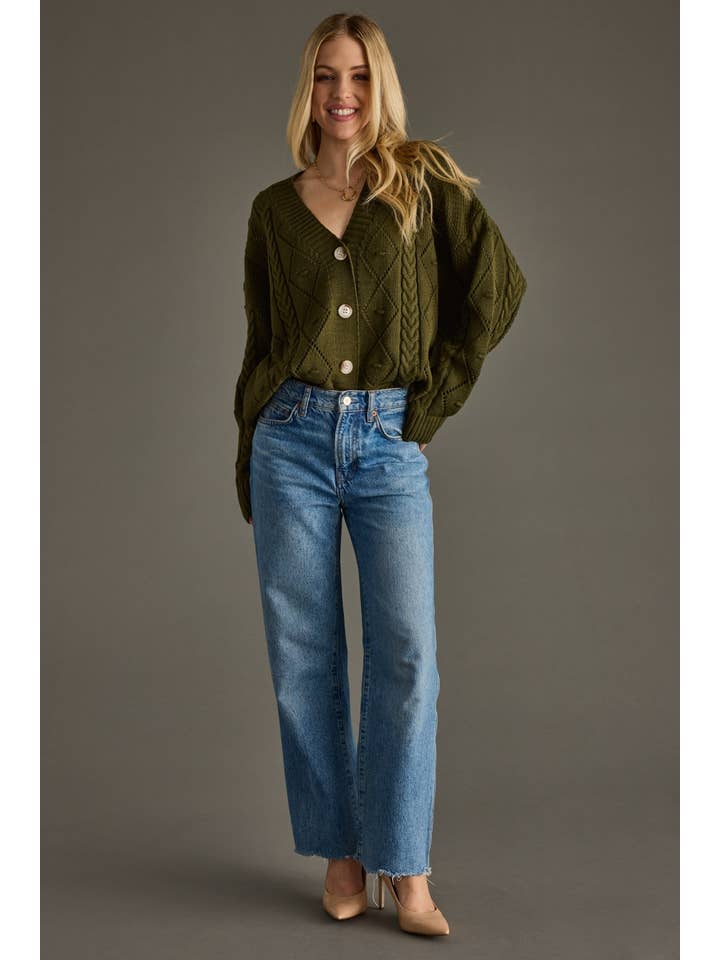 Panache Apparel Co. - Wholesale Cardigan - Women's - Olive Button Up Cardigan4