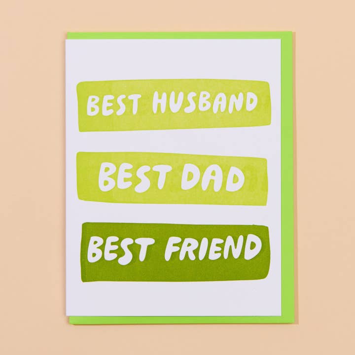 Melhor Marido/Pai/Amigo Cartão de Dia do Pai Letterpress das Crianças - Feito nos EUA por atacado de And Here We Are