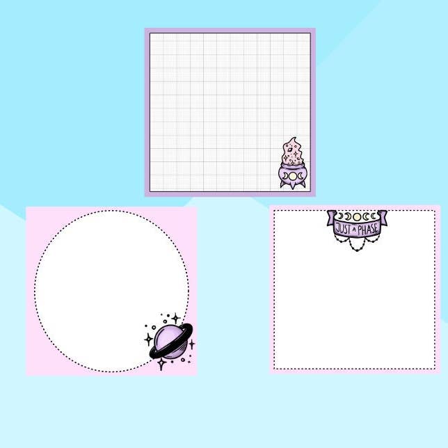 Out Of This World - Grid - Moon Phases - Pastel Notepad - Witch Vibes - Moon & Crystals - Gifts For Her for wholesale by Wild & Wicked Designs