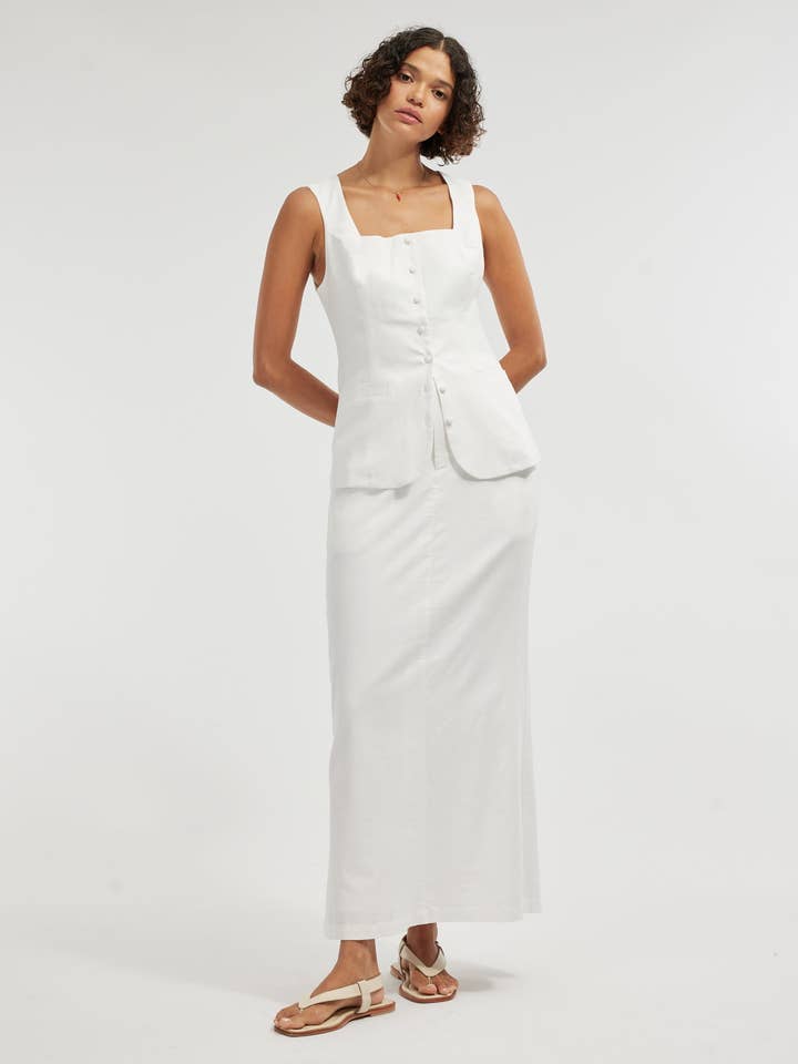 Chaleco abotonado Lucie - Blanco para venta al por mayor de Amelius