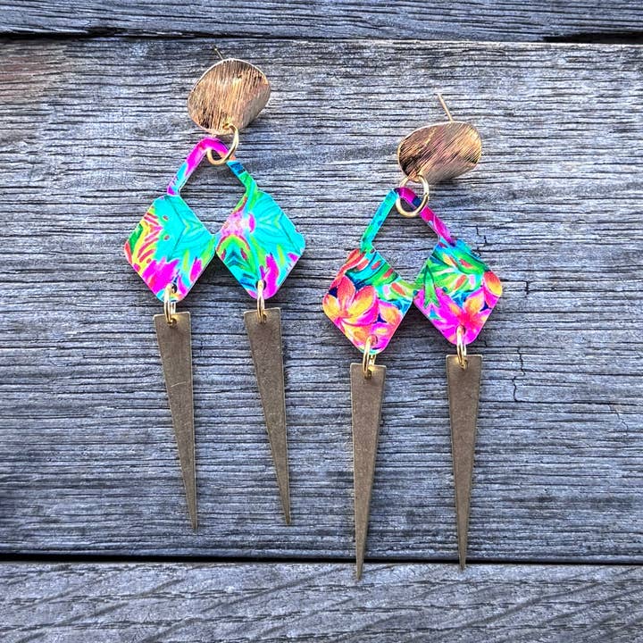Noir Spikes - Tropical Dreams - Acrylic Earrings for wholesale by Be Like Missy