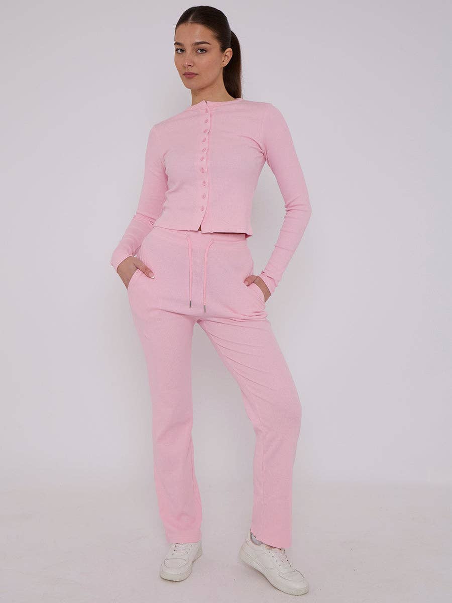 AX Labels - Wholesale Top & Pant Set (NOT Loungewear) - Women's - Ribbed Front Button Detail Top & Wide Leg Trouser Co-ord9