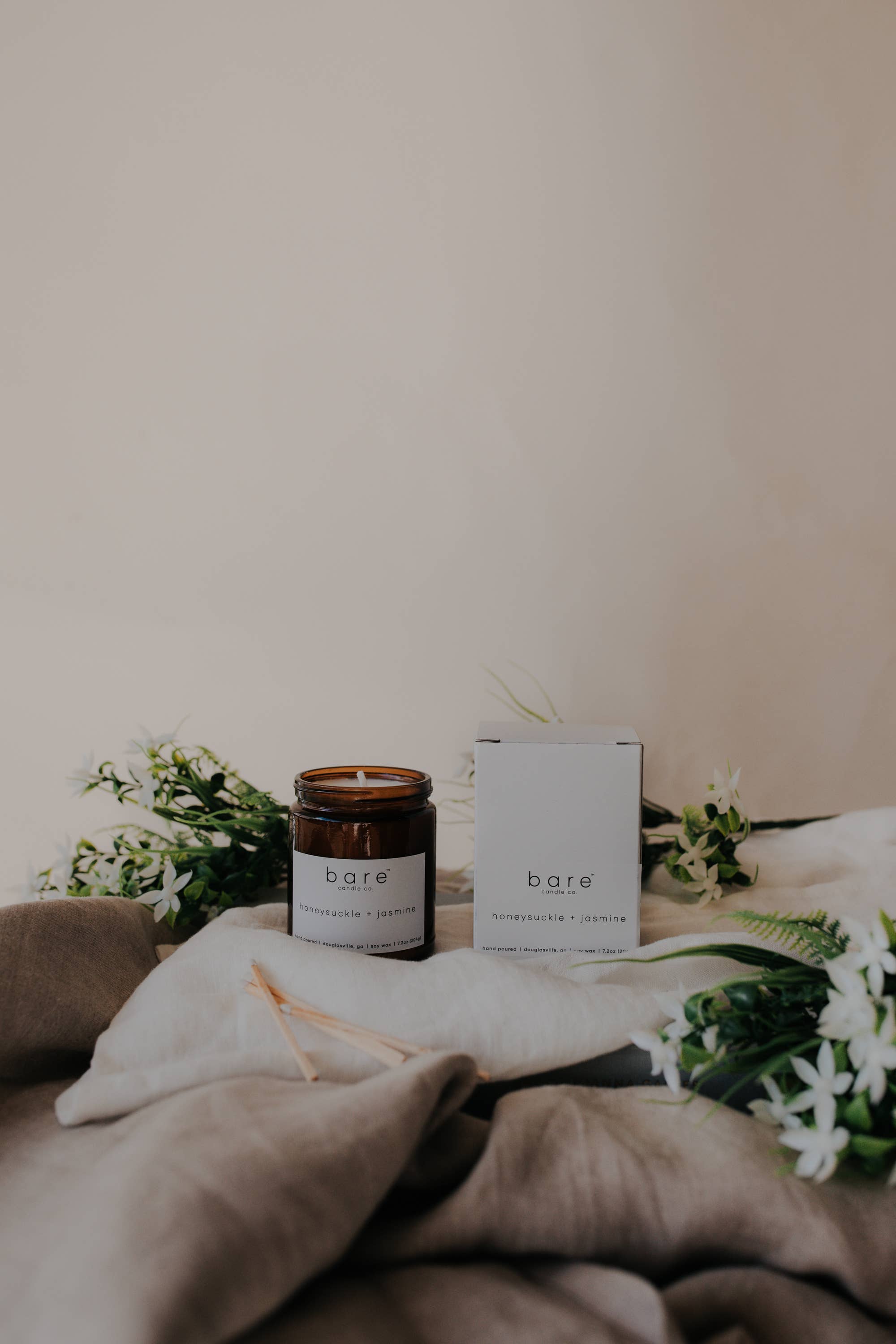 Bare Candle Company - Wholesale Jar/Filled Candle - Honeysuckle + Jasmine Soy Candle 7.2oz2
