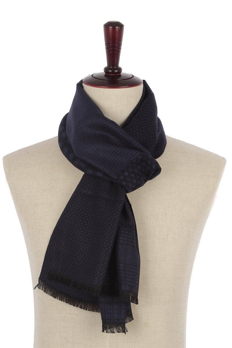 Fashion Scarf World – wholesale Scarf – Men’s – Dot, Tartan & Houndstooth Print Frayed Men/Unisex Scarf4
