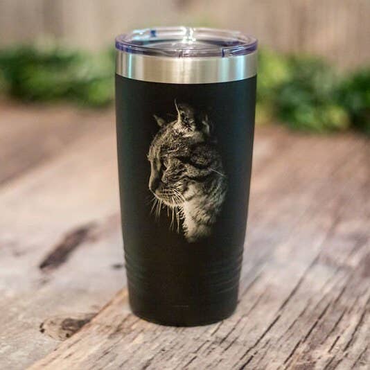 Cat Portrait - Engraved Stainless Steel Tumbler for wholesale by 3C Etching