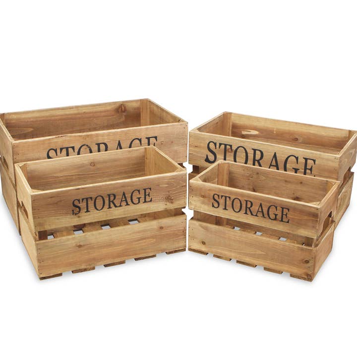 Cheungs Home Decor - Wholesale Storage Bin - Eika Set of 4 Wooden Storage Crates2