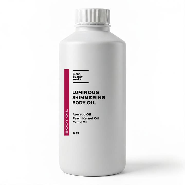 Clean Beauty Works. - Wholesale Bath/Body Oil - Luminous Shimmering Body Oil, Peach Kernel Oil & Avocado Oil