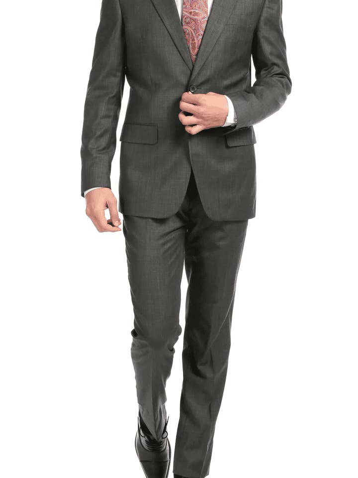 Mason Heather Grey Men'S Premium 2 Piece Wool Slim Fit Suit for wholesale by Alberto Nardoni