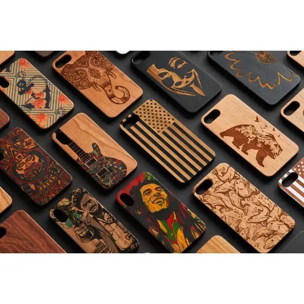 OTTO CASE - Vente Coque de téléphone – unisexe - Bois de rose enduit blanc - Peace Gravure6