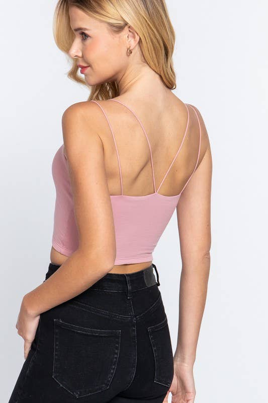 Vanilla Monkey - Wholesale Tank Top - Women's - Round Neck Elastic Strap Two Ply Knit Cami Crop Top19