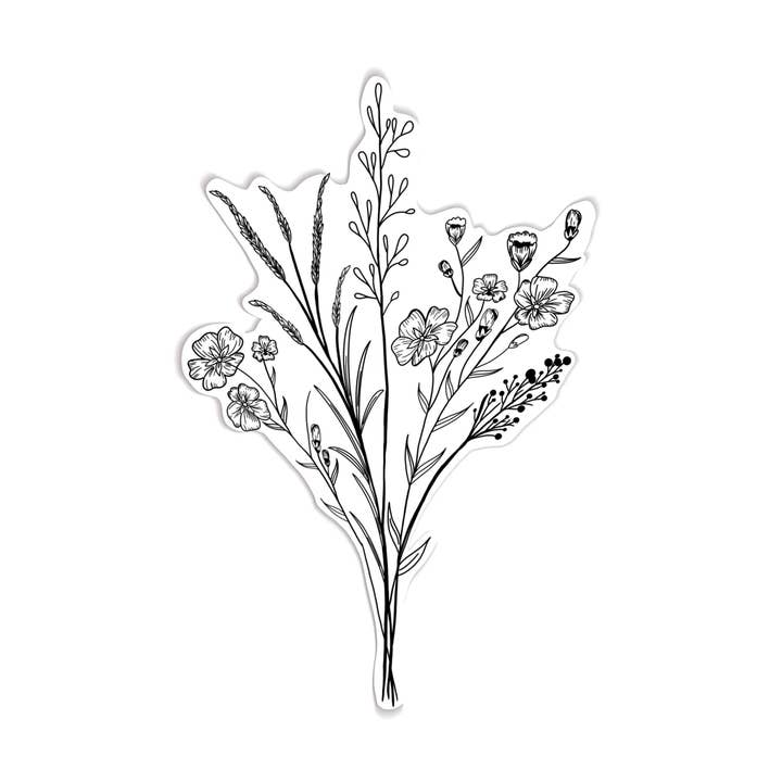 Autocollants en vinyle Black Wildflower pour la vente par Maddie Green Designs