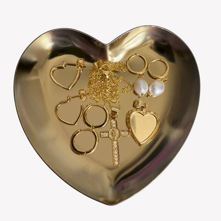 Heart-Shaped Stainless Steel Jewellery Tray for wholesale by Aurea