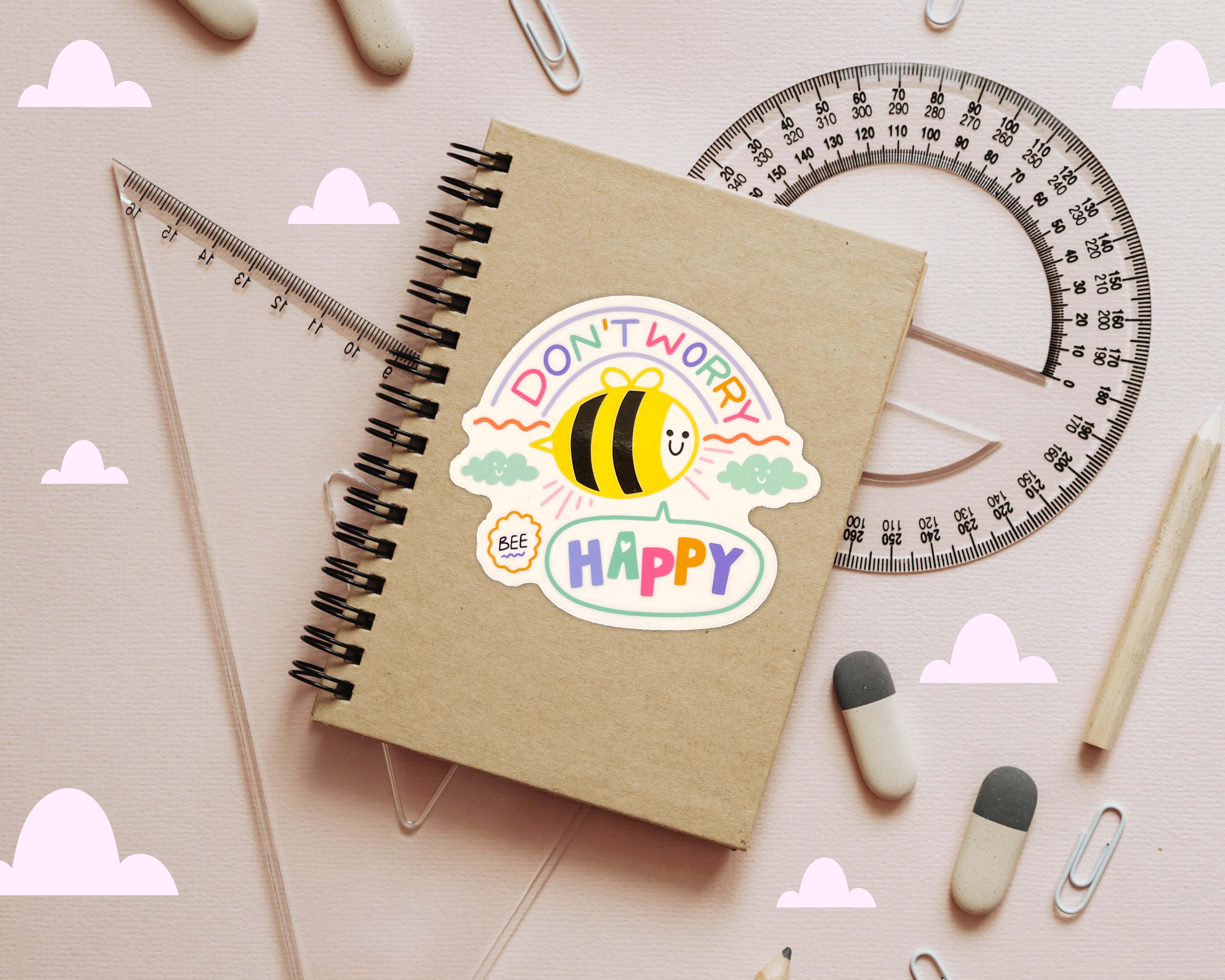 Neha Lee Designs - Wholesale Sticker - Don't worry bee happy handmade glossy sticker2