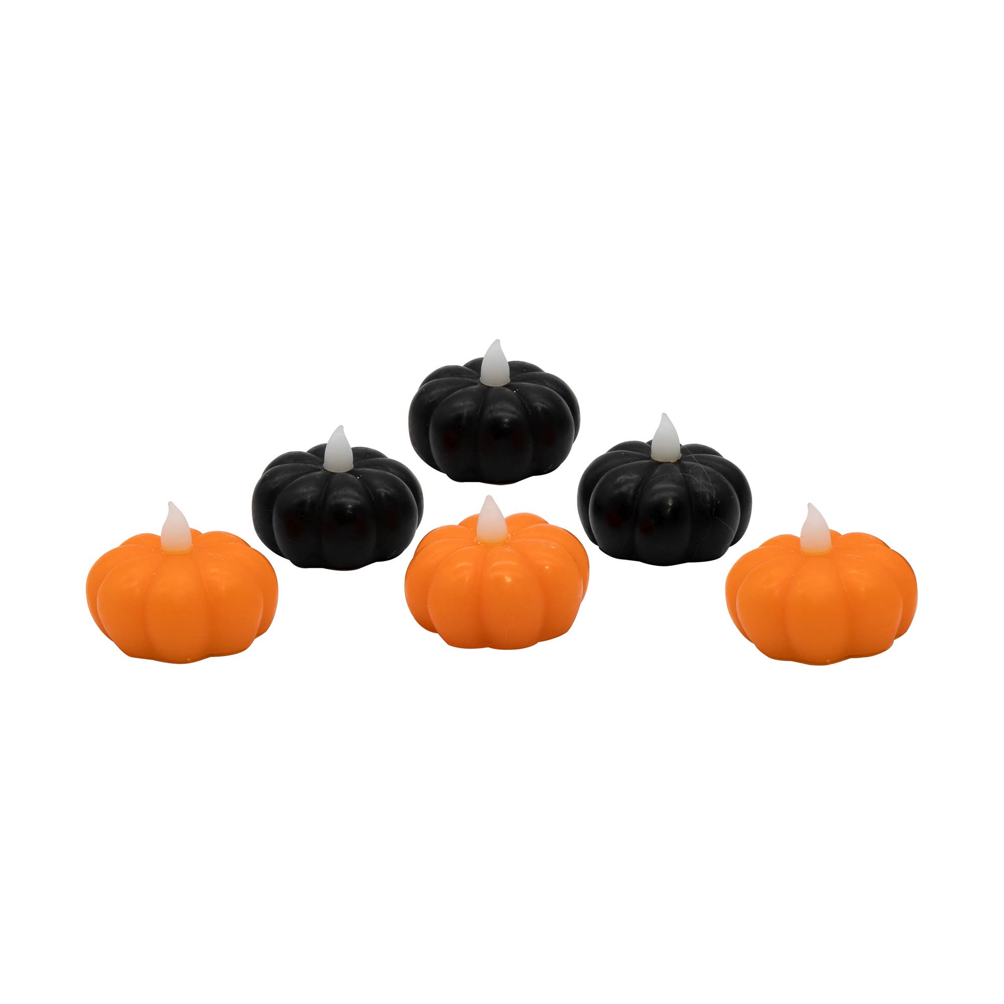 LumaBase - Vente Bougie sans flamme - Mini bougies à la citrouille noire/orange à piles, lot de 63