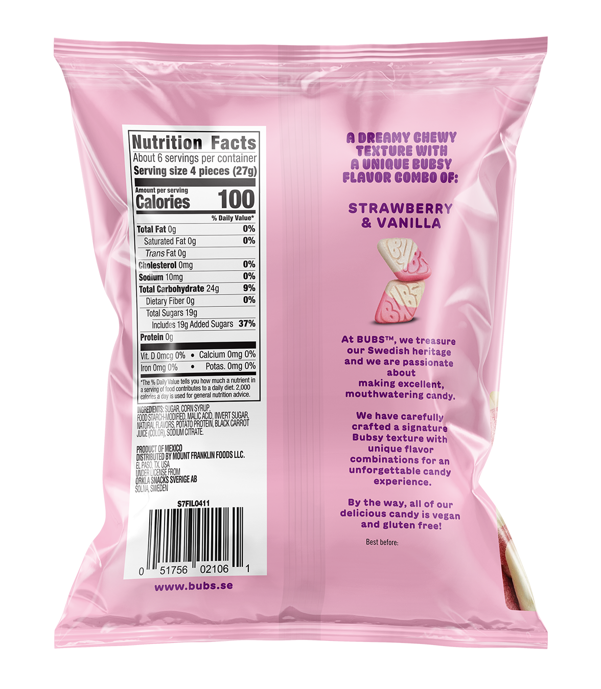 Kara Chocolates - Wholesale Gummy - BUBS Sour Diamond Strawberry Vanilla Swedish Candy 1