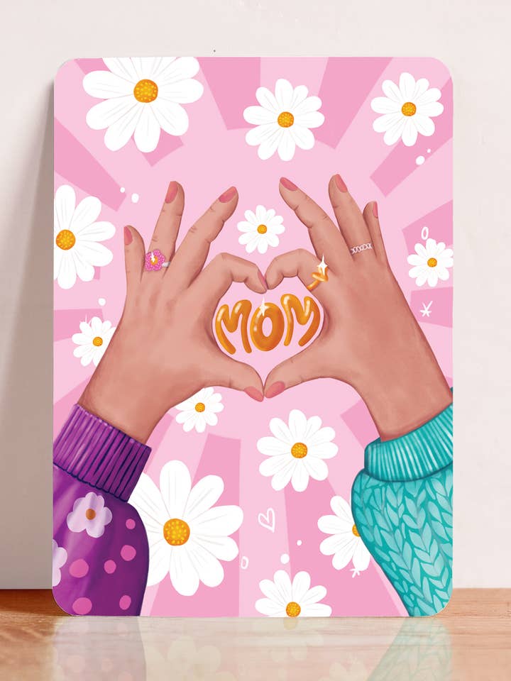 Kaart moederdag handen hart mama moeder oma ansichtkaart voor wholesale door Aniet Illustration