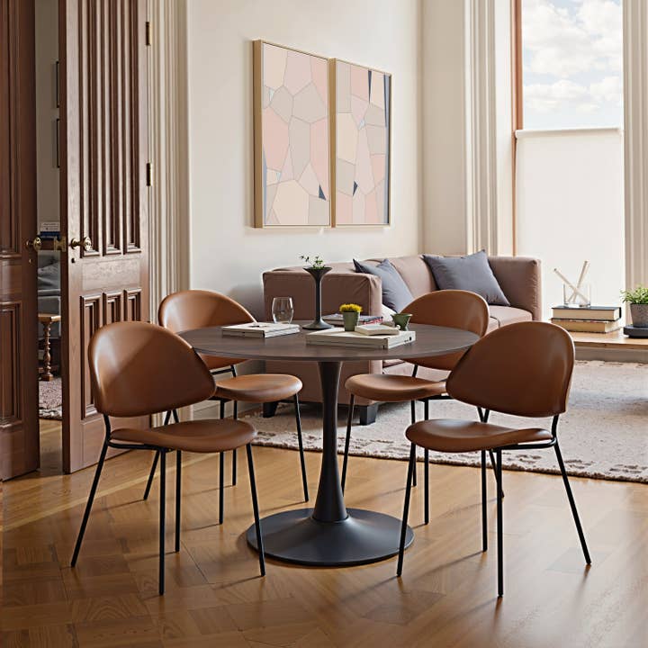HOMYCASA DESIGN INC - Wholesale Chair - Hudson Mid-Century PU Leather Upholstered Dining Chairs Set of 41