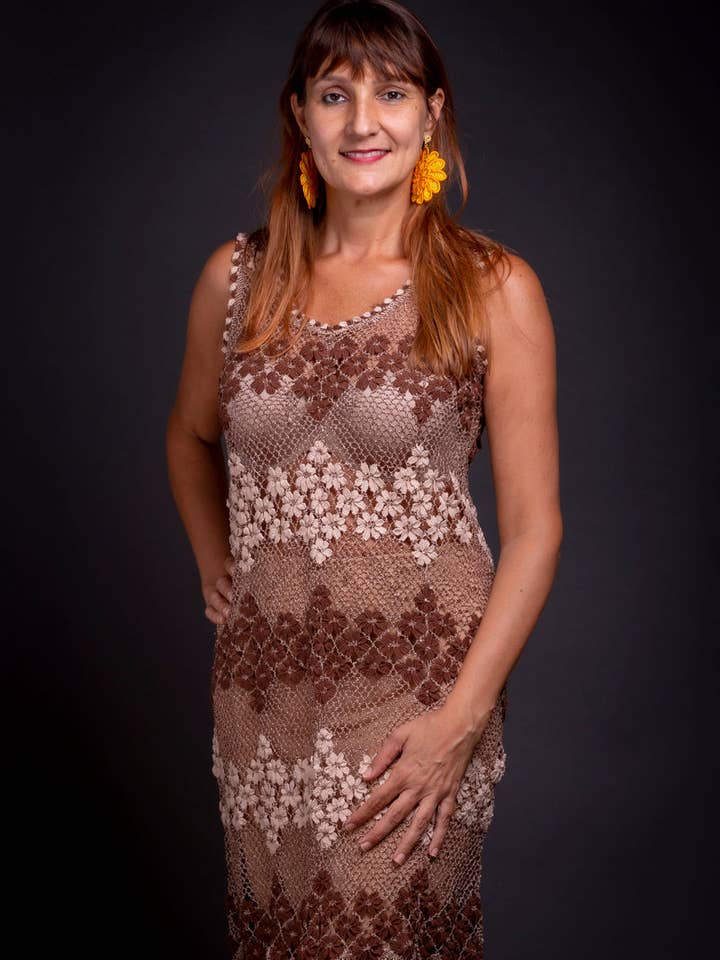 vireChic - Wholesale Dress - Women's - Sand, bobbin lace dress