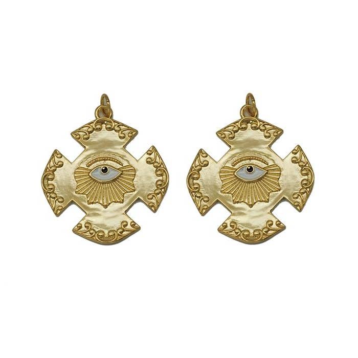 BestBeads&Beyond - Wholesale Individual Charm/Pendant - Enamel Evil Eye On Cross Charm, Sku#Y697