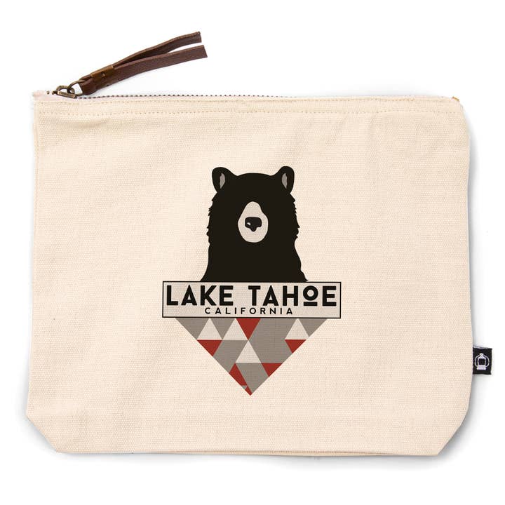 BOLSA GO BAG POUCH Lake Tahoe, oso y triángulos para venta al por mayor de Lantern Press