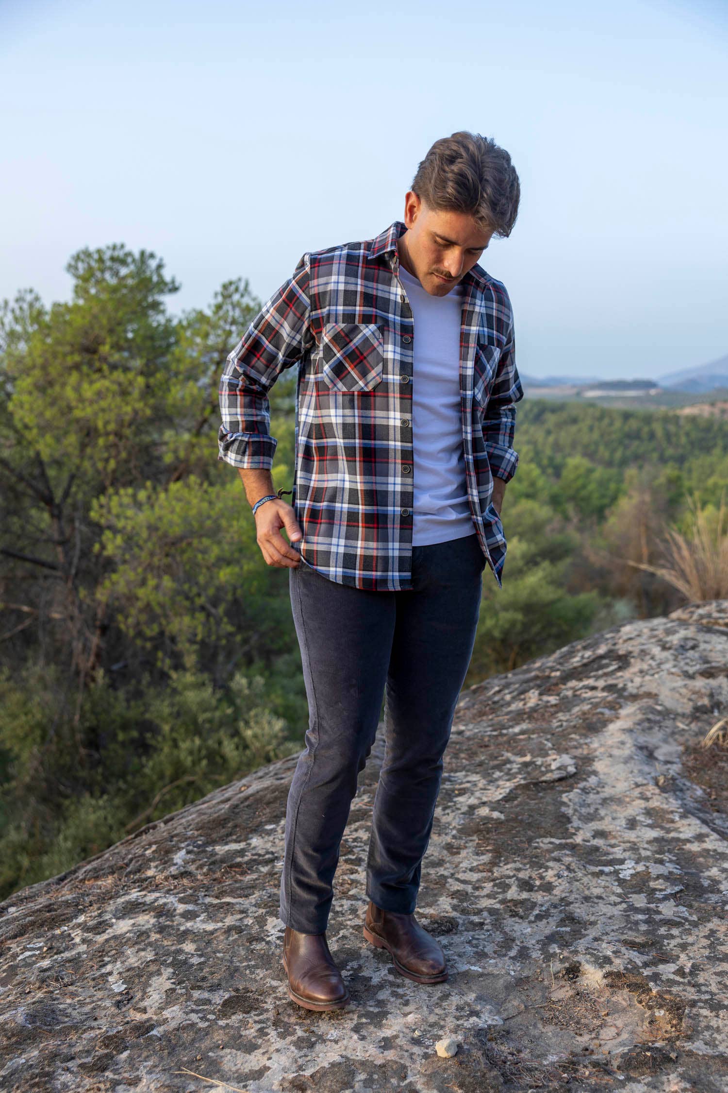 Custi Mikelo: Made in Spain - Wholesale Button Down Shirt - Men's - Gray Flannel Overshirt | Soria3