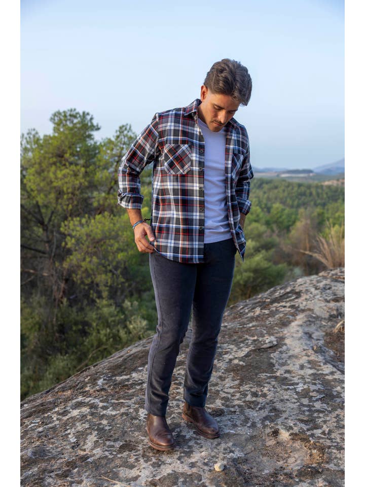 Custi Mikelo: Made in Spain - Wholesale Button Down Shirt - Men's - Gray Flannel Overshirt | Soria3