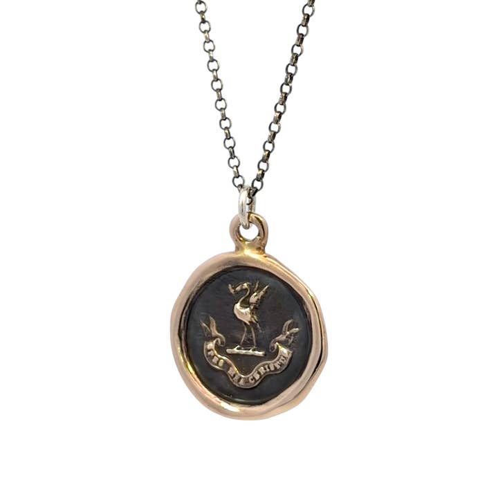 Grace - Bronze Stork Wax Seal Pendant for wholesale by Plum and Posey